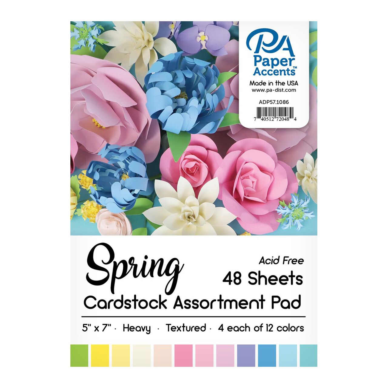 Accent Design Paper Accents Cardstock Pad Spring Assortment, 5x7, 48pc, 5x7 Cardstock, Card Stock 5 x 7, 5x7 Cardstock Paper, Paper, Card Stock, for Invitations